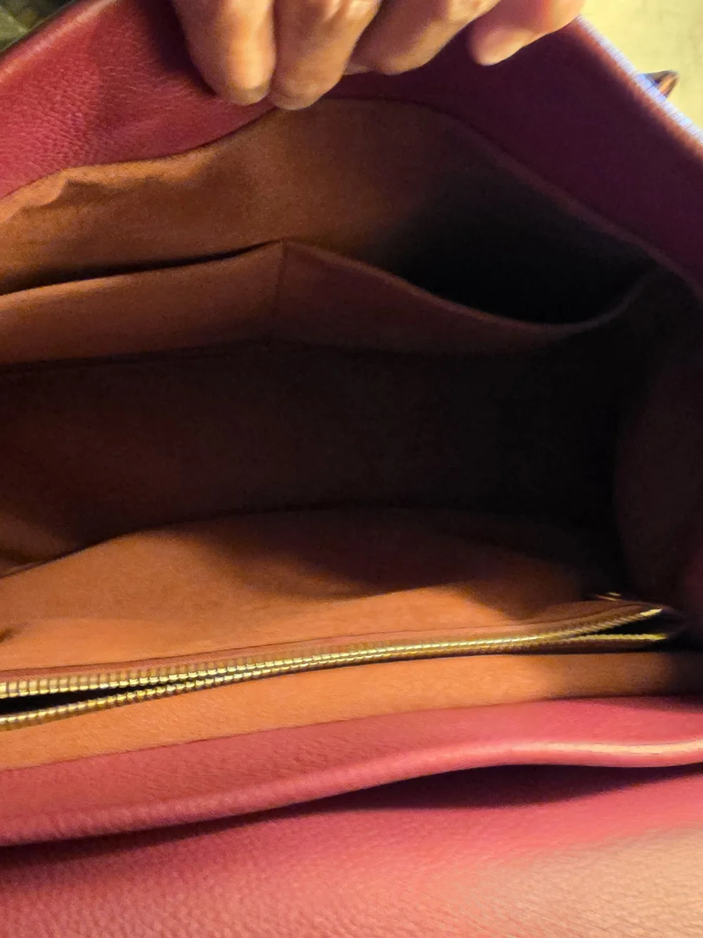 Louis Vuitton Brown Monogram Shoulder Bag with Burgundy Accents